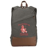 I'm Not Having A Good Time Bear Meme – Funny Bear, Relatable Humor Cotton Canvas Backpack