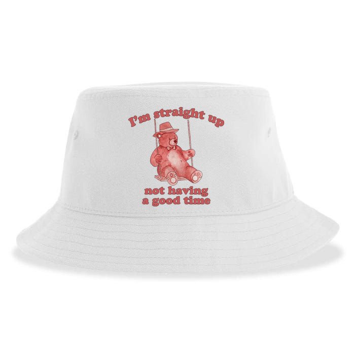 I'm Not Having A Good Time Bear Meme – Funny Bear, Relatable Humor Sustainable Bucket Hat