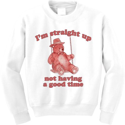 I'm Not Having A Good Time Bear Meme – Funny Bear, Relatable Humor Kids Sweatshirt