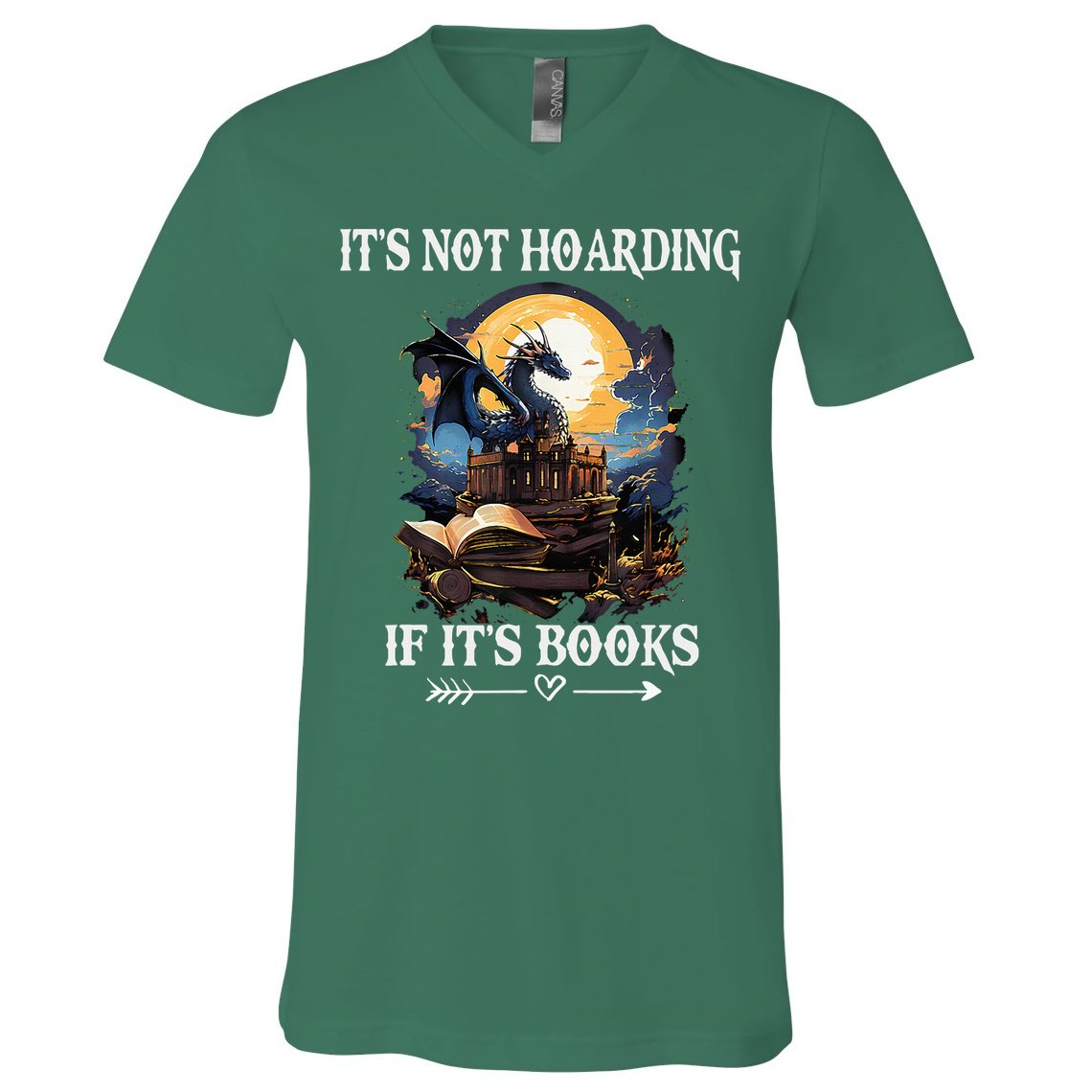 ItS Not Hoarding If ItS Books Funny Nerd Dragon Lover V-Neck T-Shirt