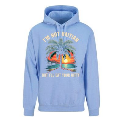 IM Not Haitian But ILl Eat Your Kitty Coconut Tree Unisex Surf Hoodie