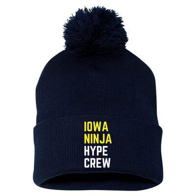 Iowa Ninja Hype Crew Pom Pom 12in Knit Beanie