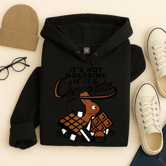 It's Not Hoarding If It's Chocolate Bunny Easter Funny Raglan Baseball Hoodie