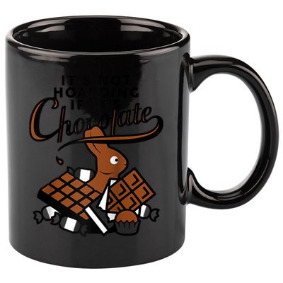 It's Not Hoarding If It's Chocolate Bunny Easter Funny Raglan Baseball 11oz C Handle Ceramic Mug