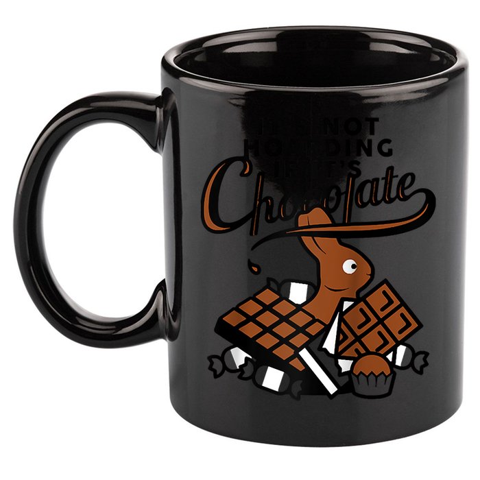 It's Not Hoarding If It's Chocolate Bunny Easter Funny Raglan Baseball 11oz C Handle Ceramic Mug
