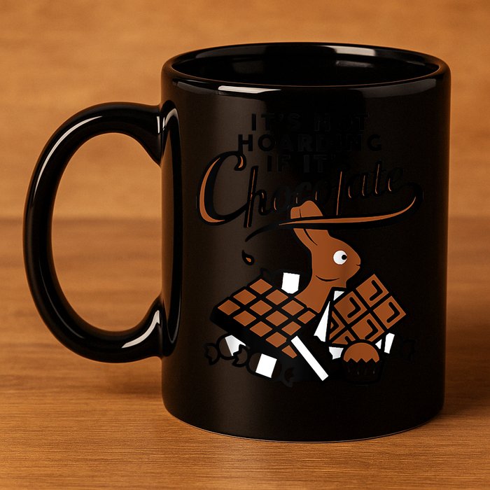 It's Not Hoarding If It's Chocolate Bunny Easter Funny Raglan Baseball 11oz C Handle Ceramic Mug