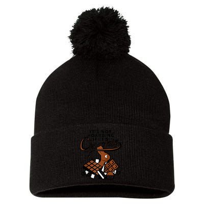 It's Not Hoarding If It's Chocolate Bunny Easter Funny Raglan Baseball Pom Pom 12in Knit Beanie