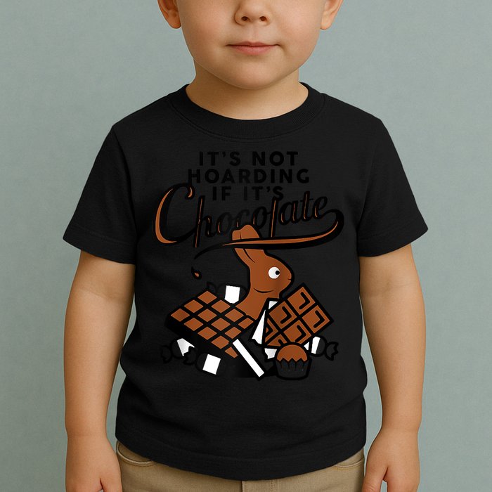 It's Not Hoarding If It's Chocolate Bunny Easter Funny Raglan Baseball Toddler T-Shirt
