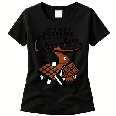 It's Not Hoarding If It's Chocolate Bunny Easter Funny Raglan Baseball Womens T-Shirt