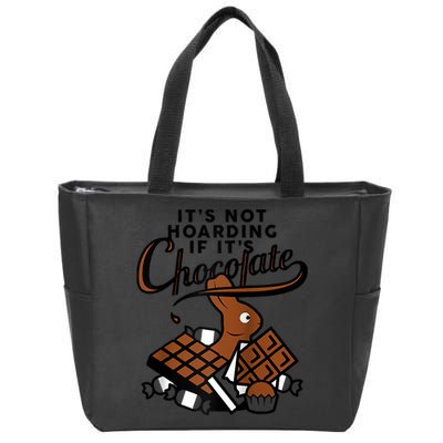 It's Not Hoarding If It's Chocolate Bunny Easter Funny Raglan Baseball Zip Tote Bag
