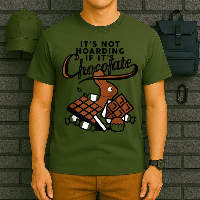 It's Not Hoarding If It's Chocolate Bunny Easter Funny Raglan Baseball T-Shirt