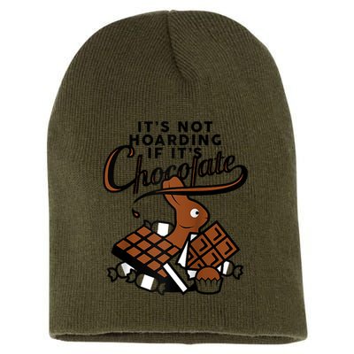 It's Not Hoarding If It's Chocolate Bunny Easter Funny Raglan Baseball Short Acrylic Beanie