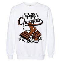 It's Not Hoarding If It's Chocolate Bunny Easter Funny Raglan Baseball Garment-Dyed Sweatshirt