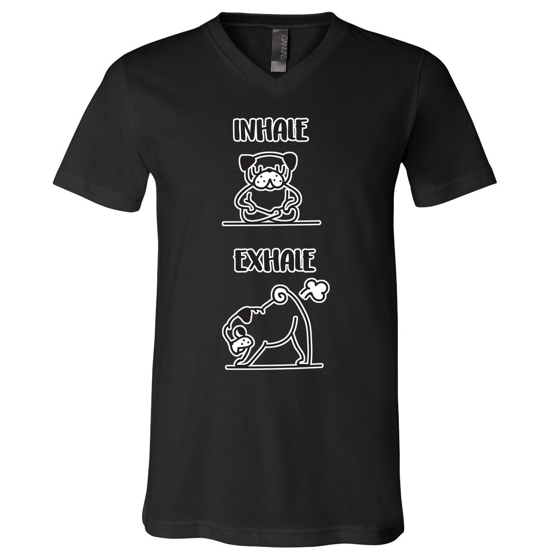 Inhale Exhale Pug V-Neck T-Shirt