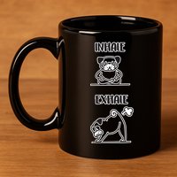 Inhale Exhale Pug 11oz C Handle Ceramic Mug