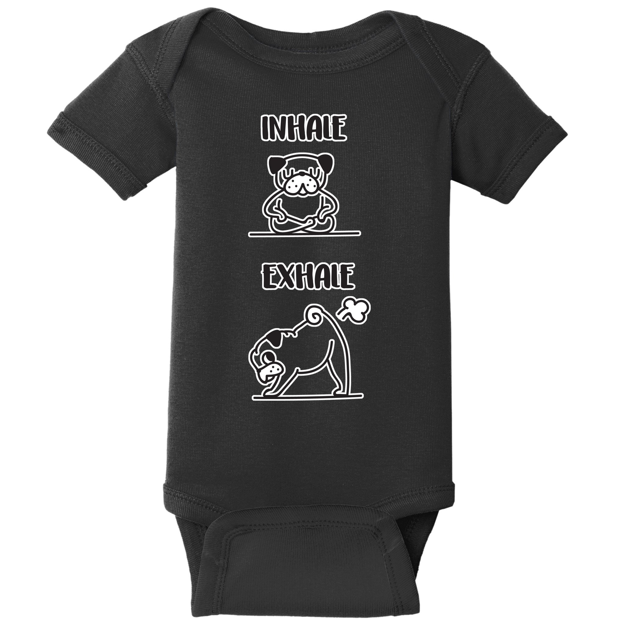 Inhale Exhale Pug Baby Bodysuit