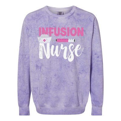 Infusion Nurse Intravenous IV Therapy Oncology Nurse Needle Colorblast Crewneck Sweatshirt