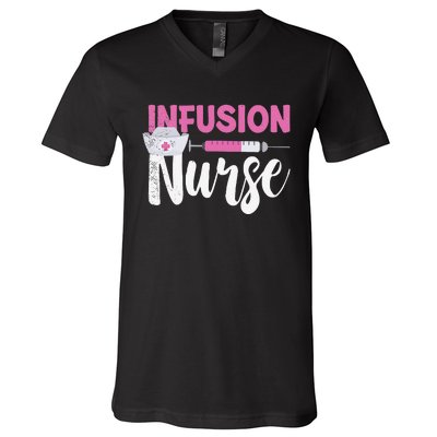 Infusion Nurse Intravenous IV Therapy Oncology Nurse Needle V-Neck T-Shirt