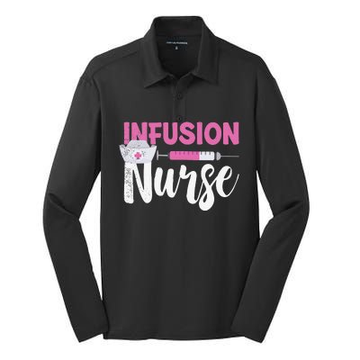 Infusion Nurse Intravenous IV Therapy Oncology Nurse Needle Silk Touch Performance Long Sleeve Polo