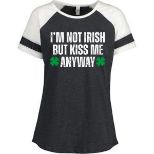 Im Not Irish But Kiss Me Anyway St Patricks Day Funny Enza Ladies Jersey Colorblock Tee