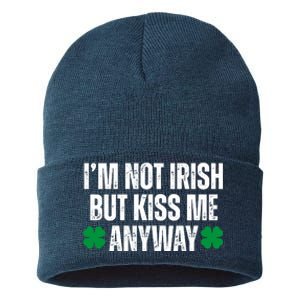 Im Not Irish But Kiss Me Anyway St Patricks Day Funny Sustainable Knit Beanie