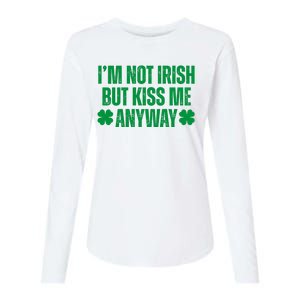 Im Not Irish But Kiss Me Anyway St Patricks Day Funny Womens Cotton Relaxed Long Sleeve T-Shirt