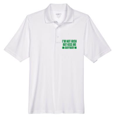 Im Not Irish But Kiss Me Anyway St Patricks Day Funny Men's Origin Performance Piqué Polo