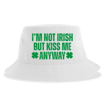 Im Not Irish But Kiss Me Anyway St Patricks Day Funny Sustainable Bucket Hat
