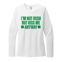 Im Not Irish But Kiss Me Anyway St Patricks Day Funny Womens CVC Long Sleeve Shirt