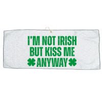 Im Not Irish But Kiss Me Anyway St Patricks Day Funny Large Microfiber Waffle Golf Towel