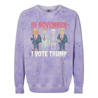 In November I Vote Trump Funny Halloween Political Colorblast Crewneck Sweatshirt