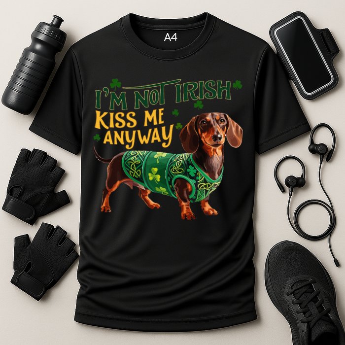 IM Not Irish But Kiss Me Anyway Dachshund St. Patrick Day Cooling Performance Crew T-Shirt