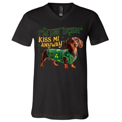 IM Not Irish But Kiss Me Anyway Dachshund St. Patrick Day V-Neck T-Shirt