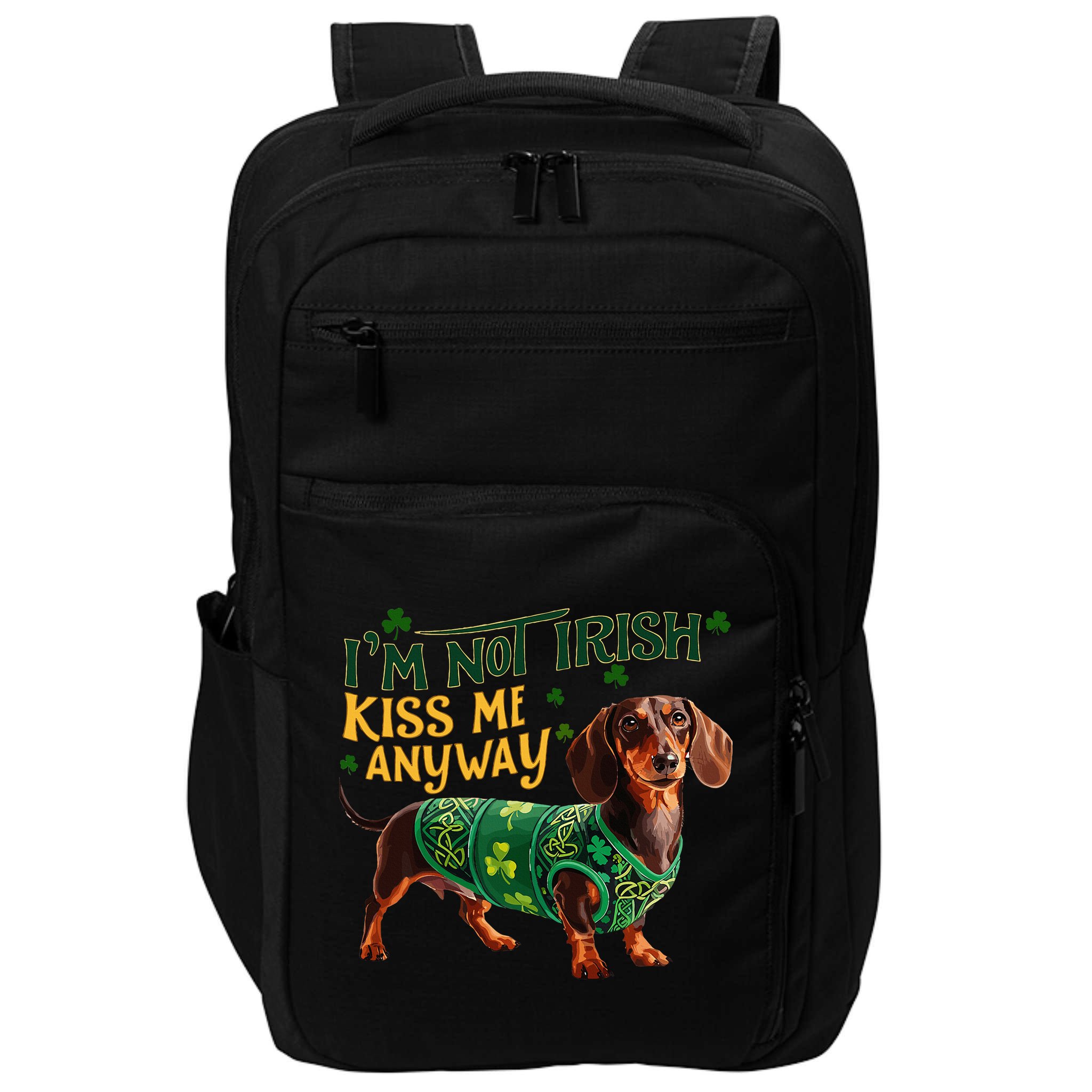 IM Not Irish But Kiss Me Anyway Dachshund St. Patrick Day Impact Tech Backpack