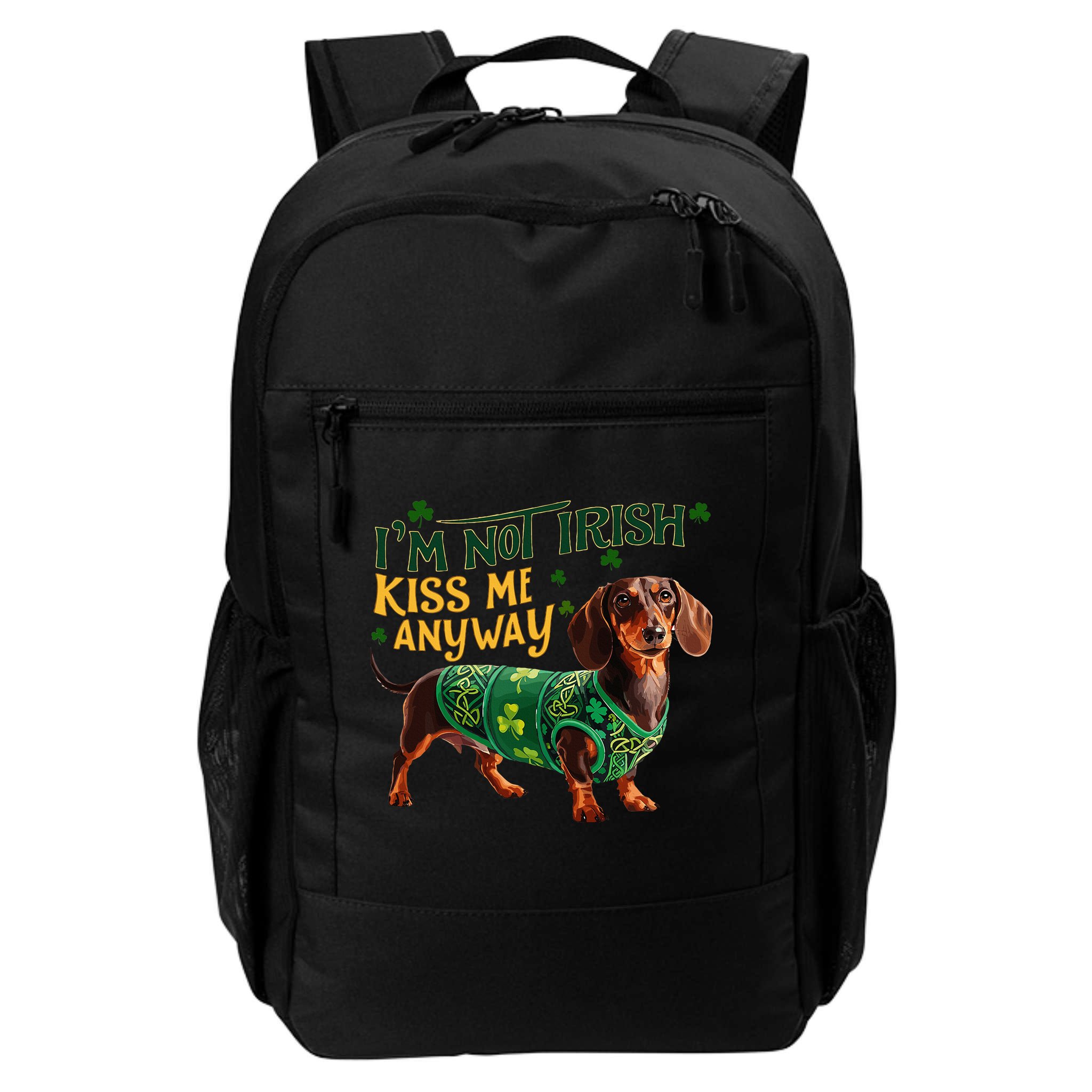 IM Not Irish But Kiss Me Anyway Dachshund St. Patrick Day Backpack