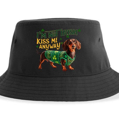 IM Not Irish But Kiss Me Anyway Dachshund St. Patrick Day Sustainable Bucket Hat