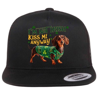 IM Not Irish But Kiss Me Anyway Dachshund St. Patrick Day Flat Bill Trucker Hat