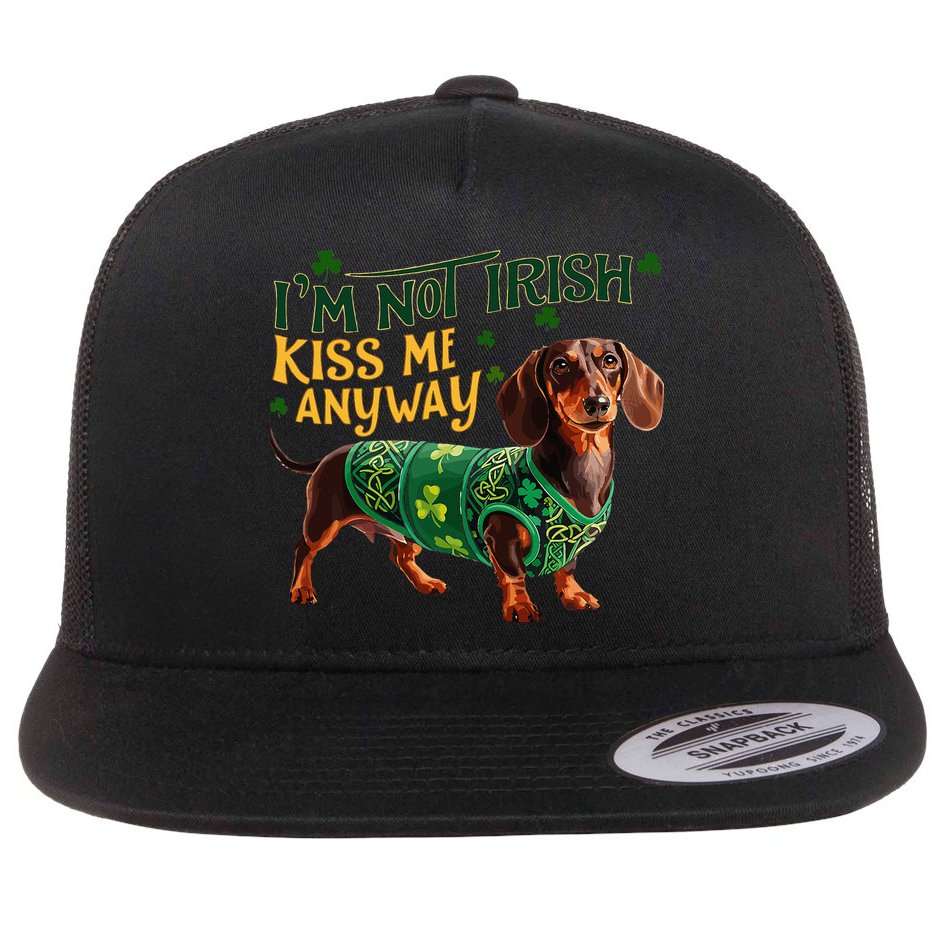 IM Not Irish But Kiss Me Anyway Dachshund St. Patrick Day Flat Bill Trucker Hat