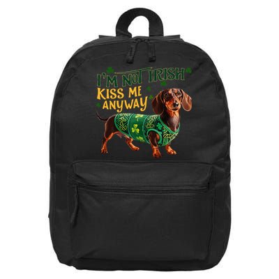 IM Not Irish But Kiss Me Anyway Dachshund St. Patrick Day 16 in Basic Backpack