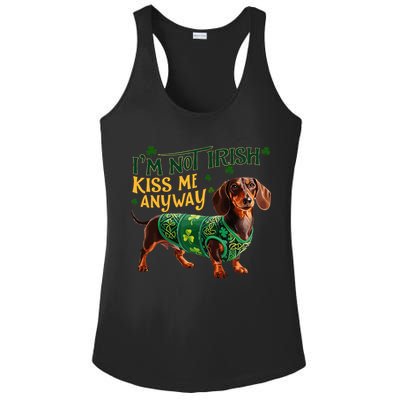 IM Not Irish But Kiss Me Anyway Dachshund St. Patrick Day Ladies PosiCharge Competitor Racerback Tank