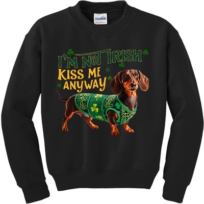 IM Not Irish But Kiss Me Anyway Dachshund St. Patrick Day Kids Sweatshirt