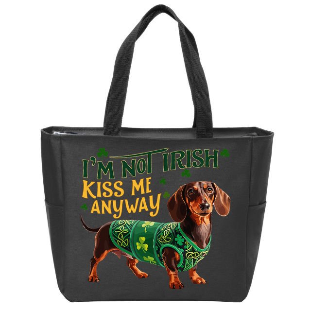 IM Not Irish But Kiss Me Anyway Dachshund St. Patrick Day Zip Tote Bag