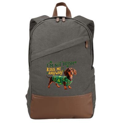 IM Not Irish But Kiss Me Anyway Dachshund St. Patrick Day Cotton Canvas Backpack