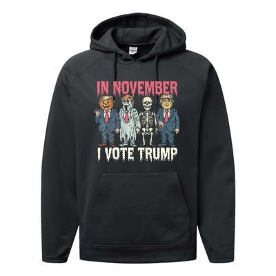 In November I Vote Trump Funny Halloween Political Performance Fleece Hoodie