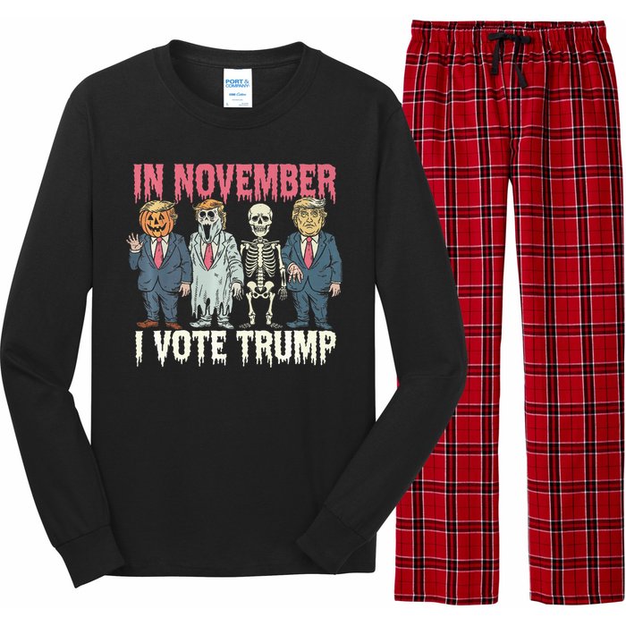 In November I Vote Trump Funny Halloween Political Long Sleeve Pajama Set