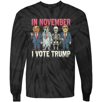 In November I Vote Trump Funny Halloween Political Tie-Dye Long Sleeve Shirt