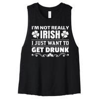 I'm Not Irish I Just Want To Get Drunk Women's Racerback Cropped Tank