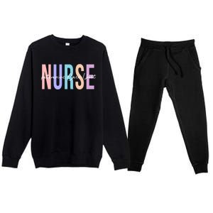 Icu Nurse Intensive Care Unit Nurse Gift Premium Crewneck Sweatsuit Set