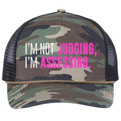 I'm Not Judging I'm Assessing Funny Sarcasm Premium Retro Rope Trucker Hat Cap