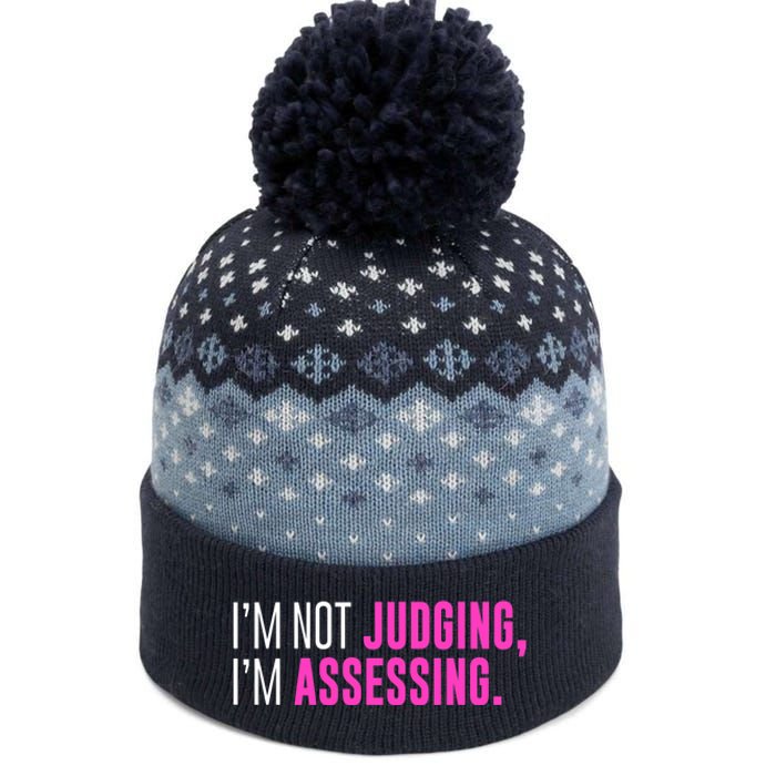 I'm Not Judging I'm Assessing Funny Sarcasm Premium The Baniff Cuffed Pom Beanie